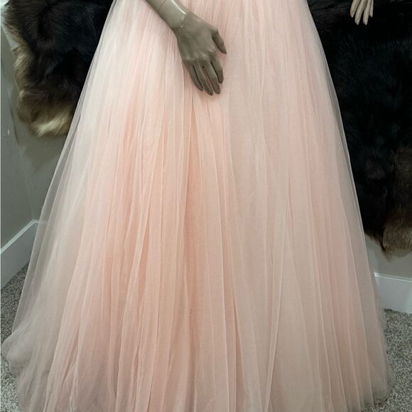Gorgeous Blush Pink Princess Style Embellished Off-shoulder Tulle Ballgown - Picture 16 of 17
